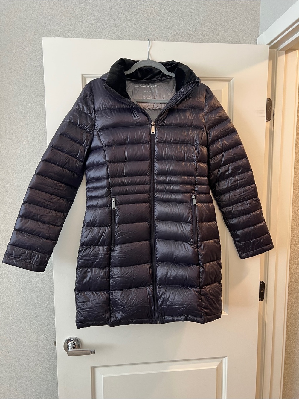 Andrew Marc Women's Long Quilted Down Puffer Coat - Black